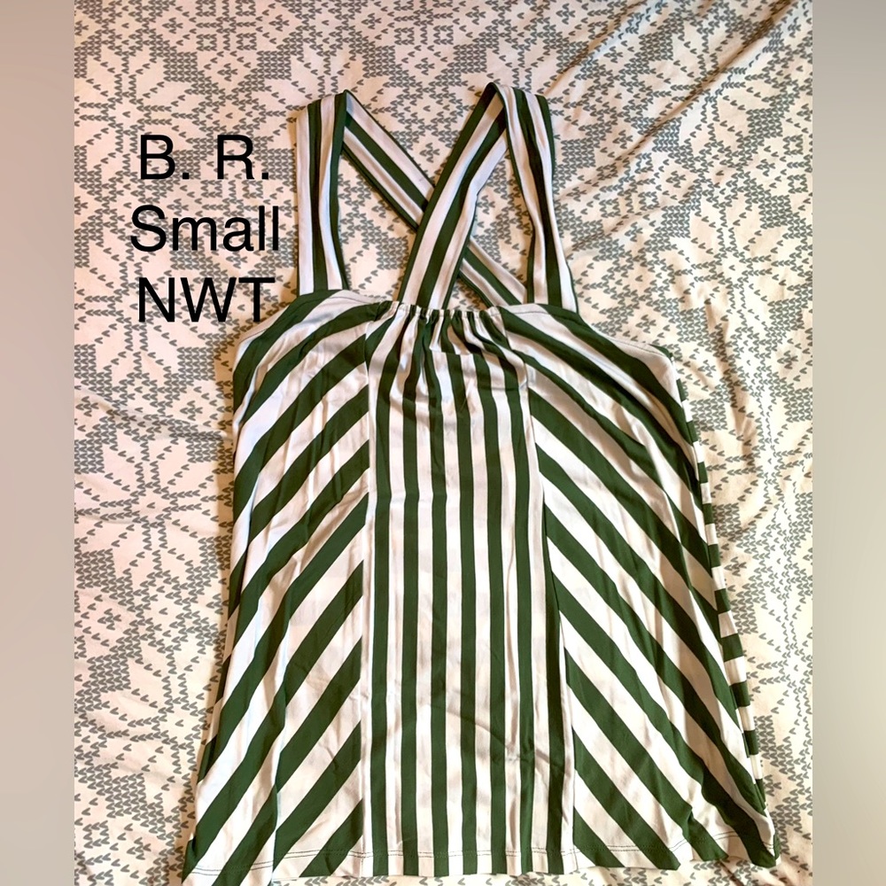 Banana Republic canopy green striped top, straps cross in the back, New